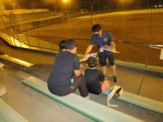 来場者への説明(水前寺野球場)